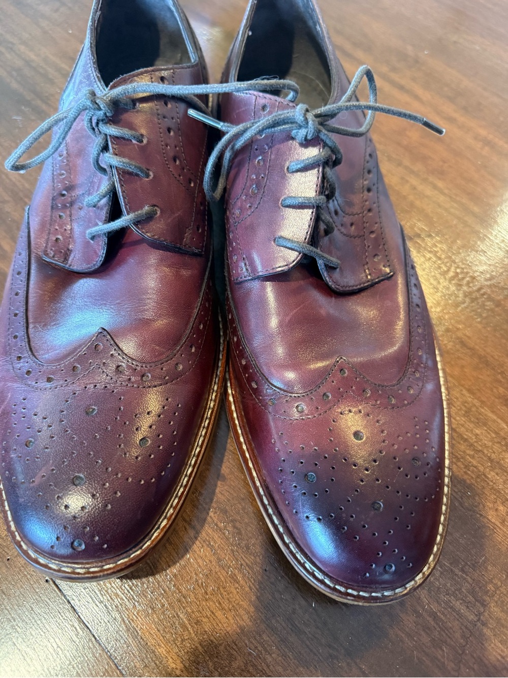Joseph Abboud Burgundy Leather Wingtip Oxfords